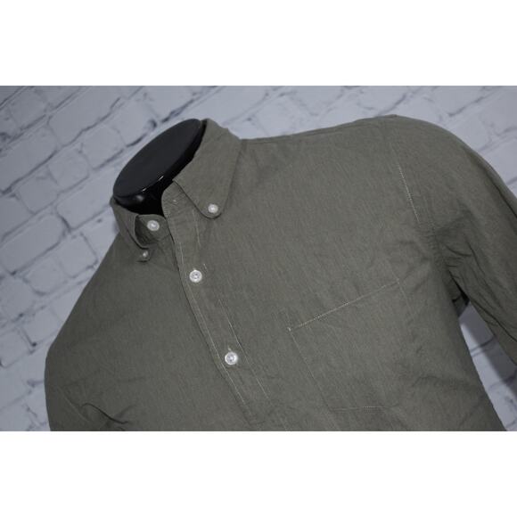 J Crew Mercantile Dress Shirt Button Up Mens Size Large Flex Green Cotton Blend - Picture 1 of 6